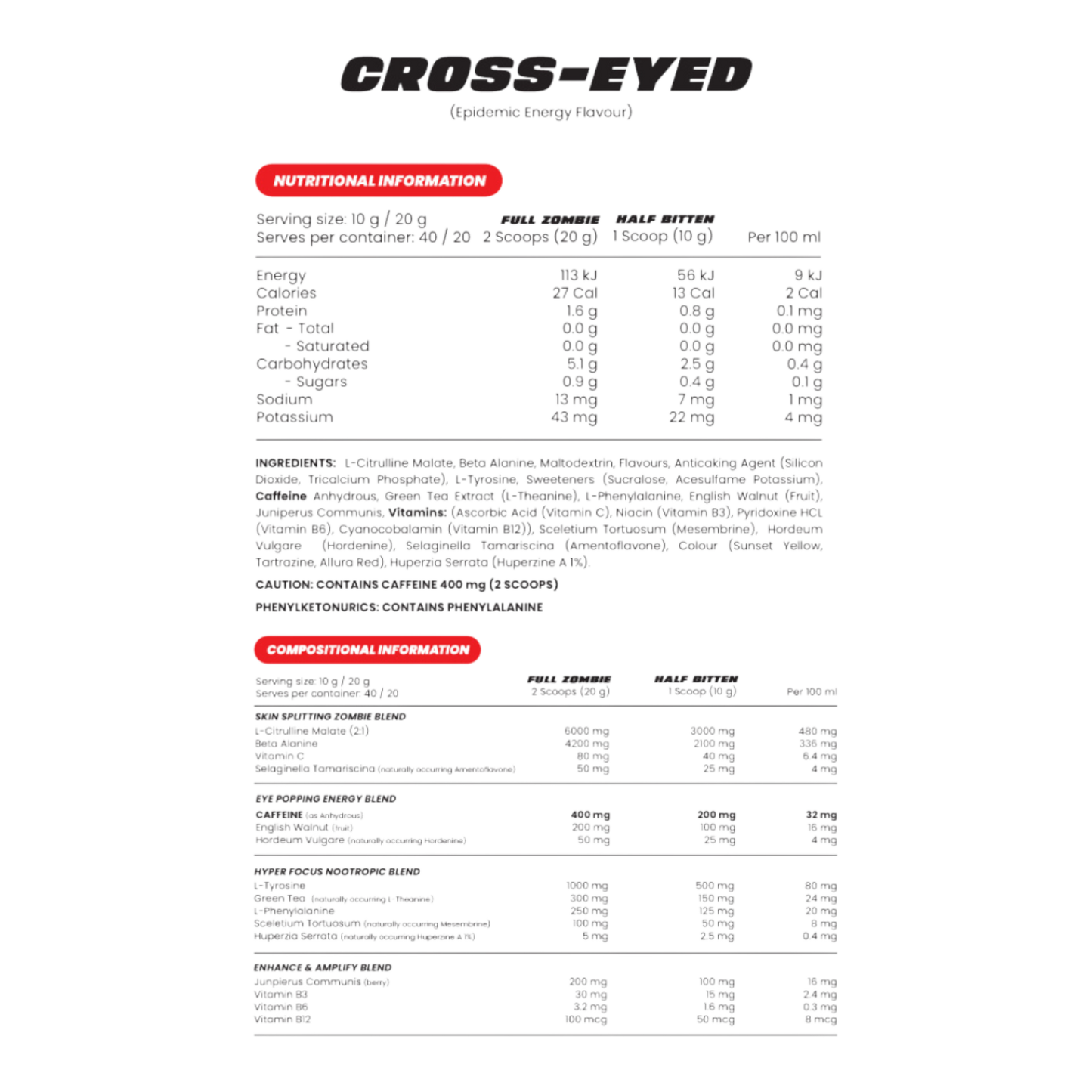 Zombie Labs - Cross-Eyed - Extreme Stimulant Pre-Workout